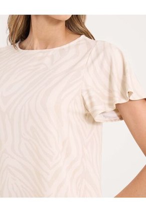 Camiseta Para Mujer Manga Corta Cuello Redondo Color Beige Marca Ostu #40092670