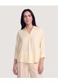 Blusa Fluida Manga 3/4  Para Mujer Amarillo Ostu de Ostu