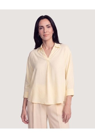 Blusa Fluida Manga 3/4  Para Mujer Amarillo Ostu Ostu