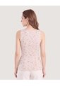 Top Basico Hombro Ancho Estampado  Para Mujer Beige Ostu de Ostu
