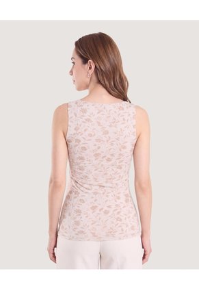 Top Basico Hombro Ancho Estampado  Para Mujer Beige Ostu