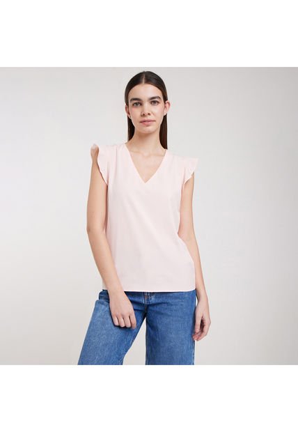 Blusa Para Mujer Manga Corta Color Rosado  Marca Ostu #40120719