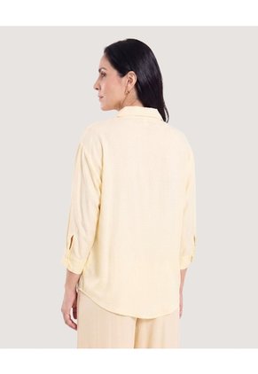 Blusa Fluida Manga 3/4  Para Mujer Amarillo Ostu