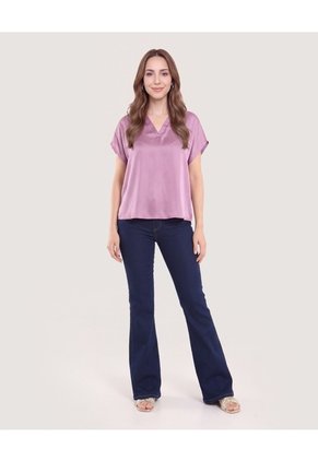 Blusa Con Escote En V Para Mujer Morado Ostu