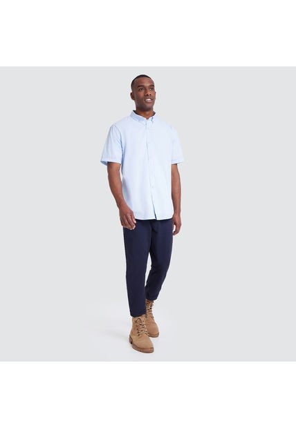Camisa Para Hombre Manga Corta Sin Bolsillo Color Azul  Marca Ostu #60010513