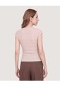 Camiseta Textura Manga Corrida  Para Mujer Beige Ostu de Ostu