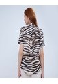 Camisa Para Mujer Manga Corta Color Beige Marca Ostu #40010265 de Ostu