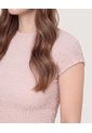 Camiseta Textura Manga Corrida  Para Mujer Beige Ostu de Ostu