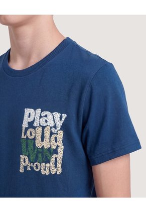 Niño-Camiseta Play Loud Infantil Niño Azul Ostu