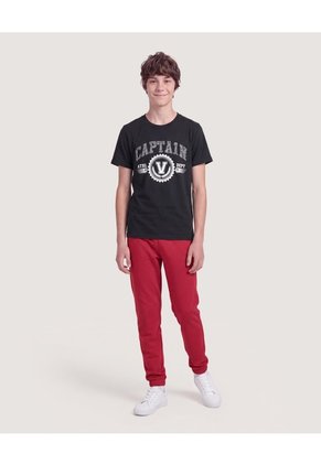 Niño-Camiseta Screen Letter V Infantil Niño Negro Ostu