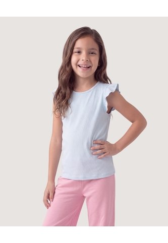 Niña-Camiseta Boleros En Hombros  Infantil Niña Celeste Ostu Ostu