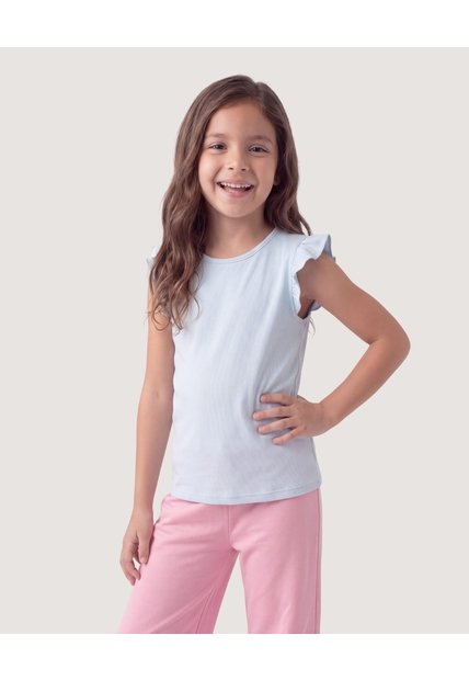 Niña-Camiseta Boleros En Hombros  Infantil Niña Celeste Ostu