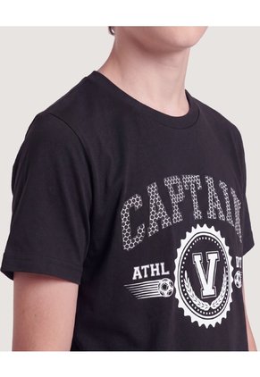 Niño-Camiseta Screen Letter V Infantil Niño Negro Ostu