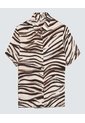 Camisa Para Mujer Manga Corta Color Beige Marca Ostu #40010265 de Ostu