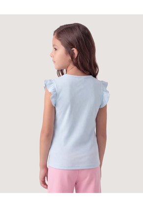 Niña-Camiseta Boleros En Hombros  Infantil Niña Celeste Ostu