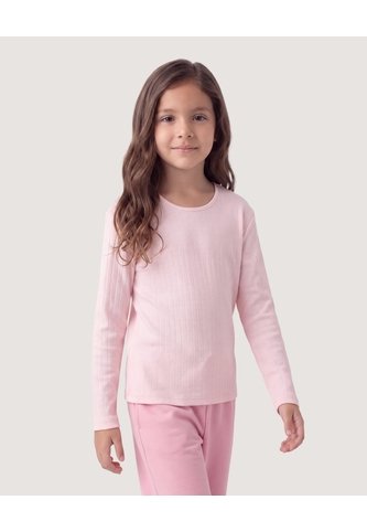 Niña-Camiseta Essential Manga Larga  Infantil Niña Rosado Ostu Ostu