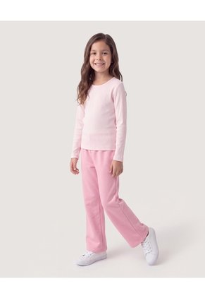 Niña-Camiseta Essential Manga Larga Infantil Niña Rosado Ostu