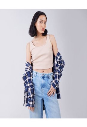 Crop Top Para Mujer Manga Sisa Color Café Marca Ostu #40091823