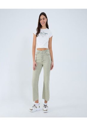 Jean Para Mujer Crop Flare Color Verde Marca Ostu #40160526