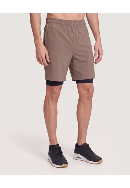 Bermuda Active 2 En 1  Para Hombre Camel Ostu
