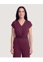 Enterizo Cuello V  Para Mujer Vino Ostu de Ostu