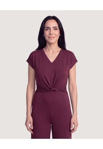 Enterizo Cuello V  Para Mujer Vino Ostu Ostu
