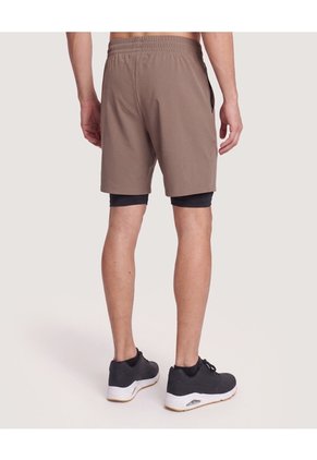 Bermuda Active 2 En 1  Para Hombre Camel Ostu