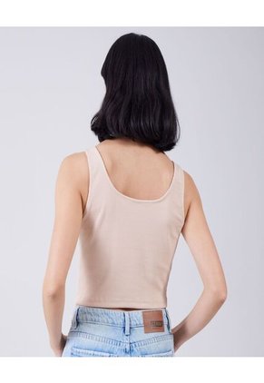 Crop Top Para Mujer Manga Sisa Color Café Marca Ostu #40091823