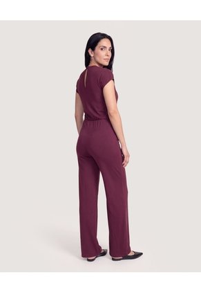 Enterizo Cuello V  Para Mujer Vino Ostu