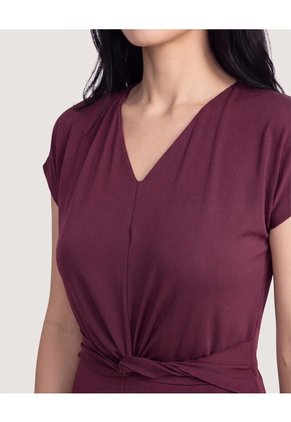 Enterizo Cuello V  Para Mujer Vino Ostu