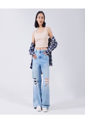 Crop Top Para Mujer Manga Sisa Color Café Marca Ostu #40091823