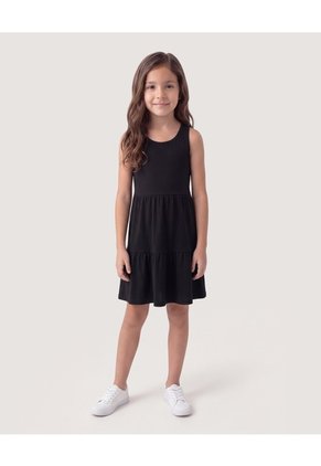 Niña-Vestido Tiered Casual  Infantil Niña Negro Ostu