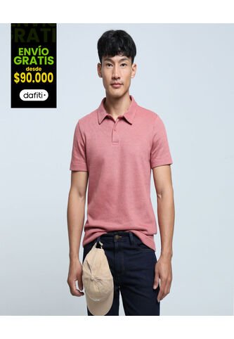 Polo Para Hombre Cuello Maquina Sin Bolsillo Color Naranja Marca Ostu #60110687 Ostu