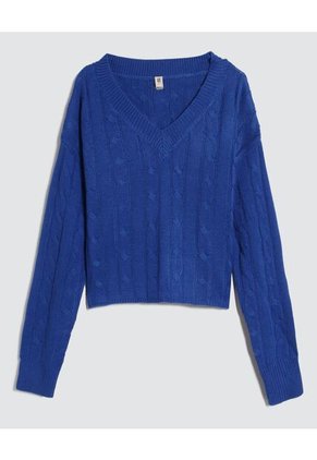 Saco Para Mujer Cuello V Color Azul  Marca Ostu #40330086