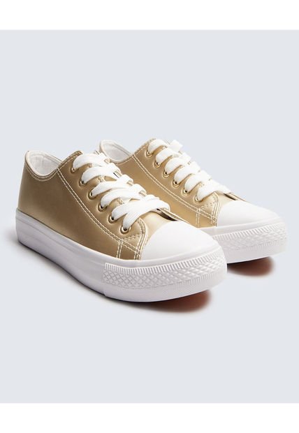 Tenis Para Mujer Canvas Color Dorado Marca Ostu #40720168