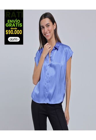 Blusa Para Mujer Manga Sisa Color Azul  Marca Ostu #40121015 Ostu