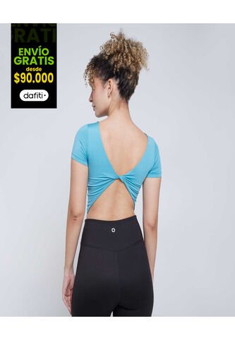 Crop Top Para Mujer Manga Corta Color Azul  Marca Ostu #40092172 Ostu