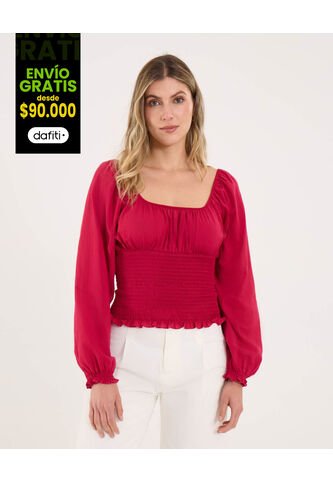 Blusa Para Mujer Manga Larga Color Rojo Marca Ostu #40121020 Ostu
