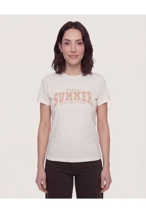 Camiseta Para Mujer Manga Corta Cuello Redondo Color Blanco Marca Ostu #40092725