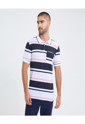 Polo Para Hombre Cuello Tejido Con Bolsillo Color Azul Marca Ostu #60110750