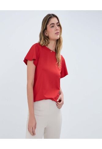 Camiseta Para Mujer Manga Corta Color Rojo Marca Ostu #40092224 Ostu