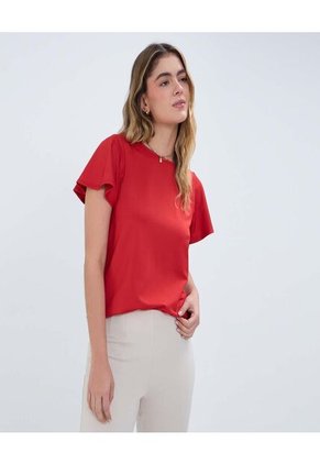 Camiseta Para Mujer Manga Corta Color Rojo Marca Ostu #40092224