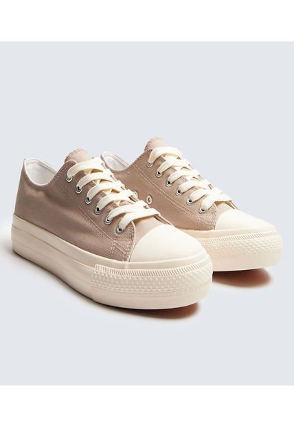 Tenis Para Mujer Canvas Color Café Claro Marca Ostu #40720169