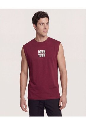 Camiseta Para Hombre Manga Corta Cuello Redondo Color Vino Marca Ostu #60091952