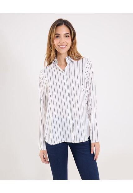 Camisa  Para Mujer Manga Larga Color Marfil Marca Ostu #40010352