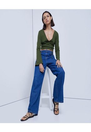 Crop Top Para Mujer Manga Larga Color Verde  Marca Ostu #40091764