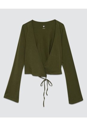 Crop Top Para Mujer Manga Larga Color Verde  Marca Ostu #40091764