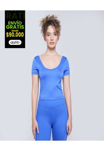 Crop Top Para Mujer Manga Corta Color Azul  Marca Ostu #40092190 Ostu