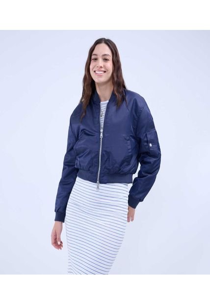 Chaqueta Para Mujer Bomber Color Azul  Marca Ostu #40080217