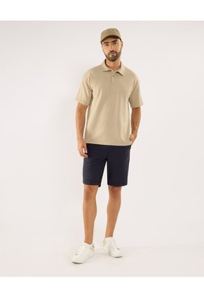 Polo Para Hombre Cuello Maquina Sin Bolsillo Color Beige Marca Ostu #60110817